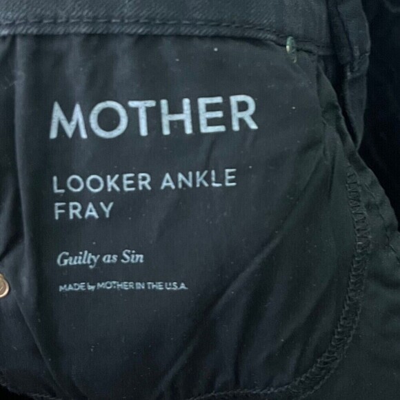 Mother The Looker Ankle Fray Jeans Guilty As Sin Black Women’s 27 Distressed - Picture 12 of 14